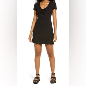 NWT BP‎ Tie Front Lettuce Edge Minidress In Black